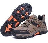 Zapatos de senderismo antideslizantes para hombre, de cuero, de caña baja, para exteriores, para otoño e invierno 39