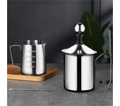 Espumador de leche de doble capa de acero inoxidable 304 para café 400cc