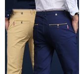 Pantalones casuales elásticos y versátiles nuevos para hombre, pantalones largos de algodón de pierna recta y corte ajustado para hombre 28 negro
