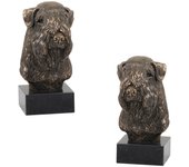 Soft-coated Wheatan Terrier  - Dog statue, bust on stone base, sculpture, trophy for dog show by Art-Dog brand marrón