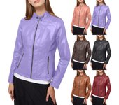 Chaqueta de cuero de moda para mujer, abrigo pequeño informal ajustado, ropa de motocicleta M negro