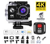 Cámara de acción 4K 1080P/30FPS WiFi 2.0  170D Cámara subacuática impermeable para grabación de video con casco Cámara deportiva Mini cámara para exteriores blanco