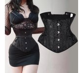 Corsé debajo del busto, corsé gótico sexy con 26 varillas de acero, entrenador de cintura, torso corto, faja adelgazante para mujer, corsé con cinturón y cordones XL blanco