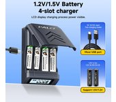 PALO Batería recargable de iones de litio de 1,5 V, pilas AAA AA + cargador con pantalla LCD para baterías Li-ion Ni-Mh ni-cd AA AAA