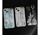 Funda para iPhone con diseño de mármol ahumado y correa para muñeca para iPhone 11-15 promax, diseñada específicamente para mujeres. iPhone12promax verde/blanco