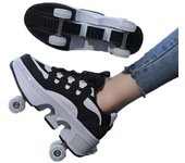 Patinaje sobre ruedas para adolescentes, nuevos zapatos de deformación, patines de cuatro ruedas de doble propósito, zapatos de doble rueda para correr, patines de ruedas para caminar 38