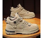 Zapatos casuales de moda para hombre 2024, nuevas zapatillas altas, zapatos de seguridad para el trabajo al aire libre para hombre, botines de plataforma antideslizantes, zapatillas para hombre 39 caqui