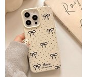 Funda con lazo de lunares para iPhone 16, 15, 14, 13, 12 y 11 Pro Max. iPhone 11 blanco