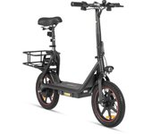 Bicicleta eléctrica plegable DYU C4: 36 V, 250 W, carga rápida de 3 h, 20,7 kg de peso, frenos de disco, diseño compacto. negro