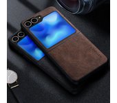 Funda de cuero de lujo de primera calidad para teléfono Samsung Galaxy Z Flip 6 Funda estilo retro de negocios cubierta de color sólido For Galaxy Z Flip6 negro