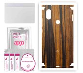 Adhesivo protector apgo para la parte trasera y laterales compatible con Xiaomi Mi A2 (Mi 6X), Película de envoltura completa, lámina, vinilo - Patrón Tigerwood