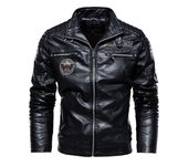 Chaqueta de cuero para hombre, traje de moto, chaqueta de cuero de terciopelo XL negro