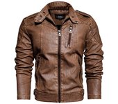 Chaqueta de cuero para hombre de otoño e invierno, chaqueta de PU, chaqueta para hombre, etiqueta de tendencia de motocicleta con cuello levantado a la moda 4XL