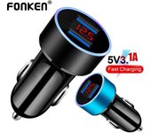 FONKEN 5V 3.1A Cargador de coche rápido USB dual Cargador de motocicleta para teléfono móvil Pantalla digital LED Adaptador universal para carga de teléfono móvil iPhone negro