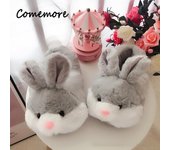 Comemore 2024 - Zapatillas de casa con bonitos animales para mujer, zapatos de conejo para niñas, talla grande 44, antideslizantes, planas, cálidas, de felpa, para otoño e invierno, para hombre 35-38 color rosa