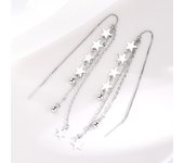 S925 plata lluvia de meteoros línea de oreja femenina estética larga borla estrella oreja cadena pendientes coreanos pequeños regalos de joyería frescos