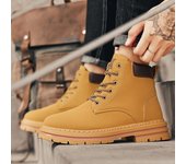 Botas Martin altas de gran tamaño para hombre, color amarillo: zapatos de senderismo informales con suela gruesa y suave para otoño e invierno. single style, 40 negro