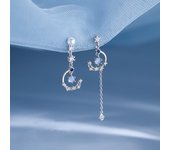 Pendientes asimétricos con forma de luna y estrella de circón para mujer, aretes asimétricos de lujo con nube de cristal, perla, regalos de joyería para niña 2023