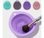 Limpiador de brochas de maquillaje de silicona, cuenco de limpieza plegable con borlas para polvos, brochas para sombras de ojos, tapete suave para lavar, herramientas de belleza, caja depuradora verde