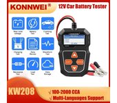 Probador de batería de coche KONNWEI KW208 de 12 V, 100 a 2000CCA, probador de circuito de carga de arranque, Analizador de batería, herramientas de batería de 12 voltios negro