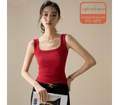 Top sin mangas de tirantes con hilo lijado y corazón para chica sexy - Ropa interior/exterior cálida para primavera y otoño S (40-45 kg)