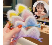 Adorable horquilla con orejas de gato: pinza para el pelo de peluche en 3D para niñas, bonito accesorio para el pelo de bebé a pair of cat ears púrpura