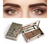 Kit cosmético de sombra de potenciadores de cejas naturales impermeables de maquillaje en polvo para cejas con espejo de cepillo 2