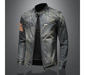 Chaqueta vaquera de motociclista con cuello alto de Marvel Venom para hombre - Otoño 2025, estilo retro 2XL azul claro