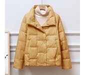 Abrigo de algodón fino y holgado con cuello alto para mujer, ropa de abrigo informal y cálida para otoño e invierno S negro