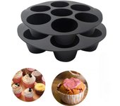 Molde de silicona redondo antiadherente para muffins de 7 tazas para freidora de aire, para magdalenas, para horno microondas, accesorios para freidora de aire 10389