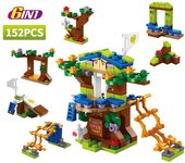 152 Uds 6 en 1 modelo de casa de árbol bloques de construcción de tamaño pequeño juguetes para niños para regalo de niña verde