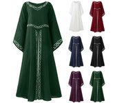 Vestido ajustado de manga larga bordado con manga acampanada retro de Halloween para mujer XL blanco