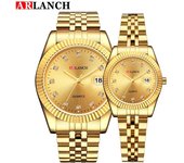 ARLANCH Pareja Relojes de Cuarzo Reloj Amante Relojes de Pulsera Deportivos de Acero Inoxidable Reloj para Hombres Mujeres Reloj de Cuarzo de Lujo Reloj Relojes Casuales Men Watch plata
