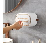 Soporte para caja de pañuelos con resorte, para escritorio, para montar en la pared, dispensador de toallas de papel, dispensador de extracción de papel para coche blanco