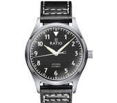 Ratio Skysurfer Pilot Black Textured Dial Leather Automatic RTS303 200M Reloj Hombre negro