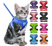 Arnés de Gato, chaleco de malla ajustable, correa para caminar, malla para cachorros, accesorios transpirables para gatitos L naranja