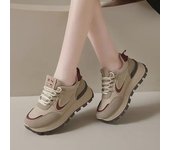 Zapatillas de running retro Maillard 2025 para mujer, talla grande, estilo universitario, suela gruesa y cordones para primavera. 39 negro