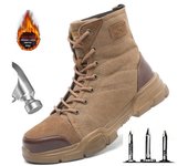 Botas de combate de moda para hombre, botas de combate de otoño e invierno, botas tácticas de infantería, botas militares, zapatos de seguridad para el trabajo al aire libre H698 36 camello