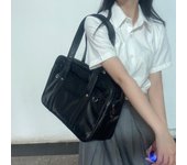 Bolso de uniforme JK de estudiante bidimensional japonés, bolso escolar de PU para niña, bolso de mensajero de un solo hombro resistente al desgaste e impermeable COS azul