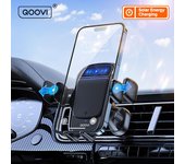 QOOVI-soporte para teléfono de coche, soporte Solor con carga de energía, Sensor infrarrojo, soporte para teléfono, soporte de ventilación para iPhone, Samsung, Xiaomi Poco F3 negro