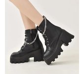 Botas de plataforma de moda para mujer, botines con cremallera gótica de diseñador para otoño e invierno, botas de moto de tacón alto, bota de vaquero 35