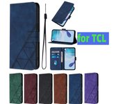 Funda tipo billetera para teléfono de cuero PU de estilo empresarial de moda de 6 colores para TCL 305, TCL 306, TCL 30, TCL 303, TCL 30T, TCL 40 SE, TCL 403, T-Mobile REVVL 7 Pro... TCL 305 negro