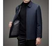 Chaqueta de invierno nueva para hombre, chaqueta informal de negocios con solapa y cremallera, chaqueta con forro extraíble, ropa de algodón para hombre 170 negro