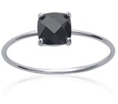 Bague Argent 'Unique' noir argenté (rhodié) - 6x6 mm 56