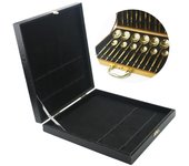 Caja de vajilla para juego de vajilla, caja de regalo de madera antioxidante, caja de colección de cubiertos, caja de almacenamiento plateada dorada y negra for 16pcs oro