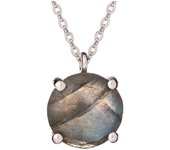 Les Trésors De Lily [R3823] - Collier Argent 'Meghan' labradorite argenté (rhodié) - 8 mm gris