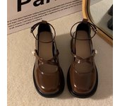 Zapatos Mary Jane de cuero con nudo de mariposa para mujer, de moda, para otoño, para bailes de graduación y fiestas 40 negro