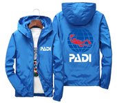 Chaqueta deportiva para hombre, con capucha, cortavientos fino y cremallera para Scuba Driver, informal, de bombero S azul