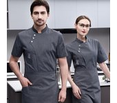 Chaquetas de Chef de manga corta, uniforme de Chef de cocina, restaurante, camisa con logotipo personalizado, servicio de panadería, vestido de Chef transpirable para hombres XXXXL blanco