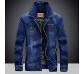Chaqueta vaquera de otoño con relleno de algodón, chaqueta acolchada de algodón con solapa para hombre, chaqueta cálida, chaqueta holgada para hombre, talla grande S azul oscuro